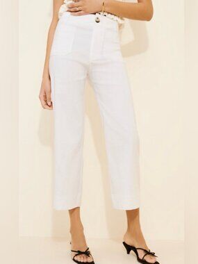 Anthropologie Maeve The Colette Pant in White Size 28 Petite